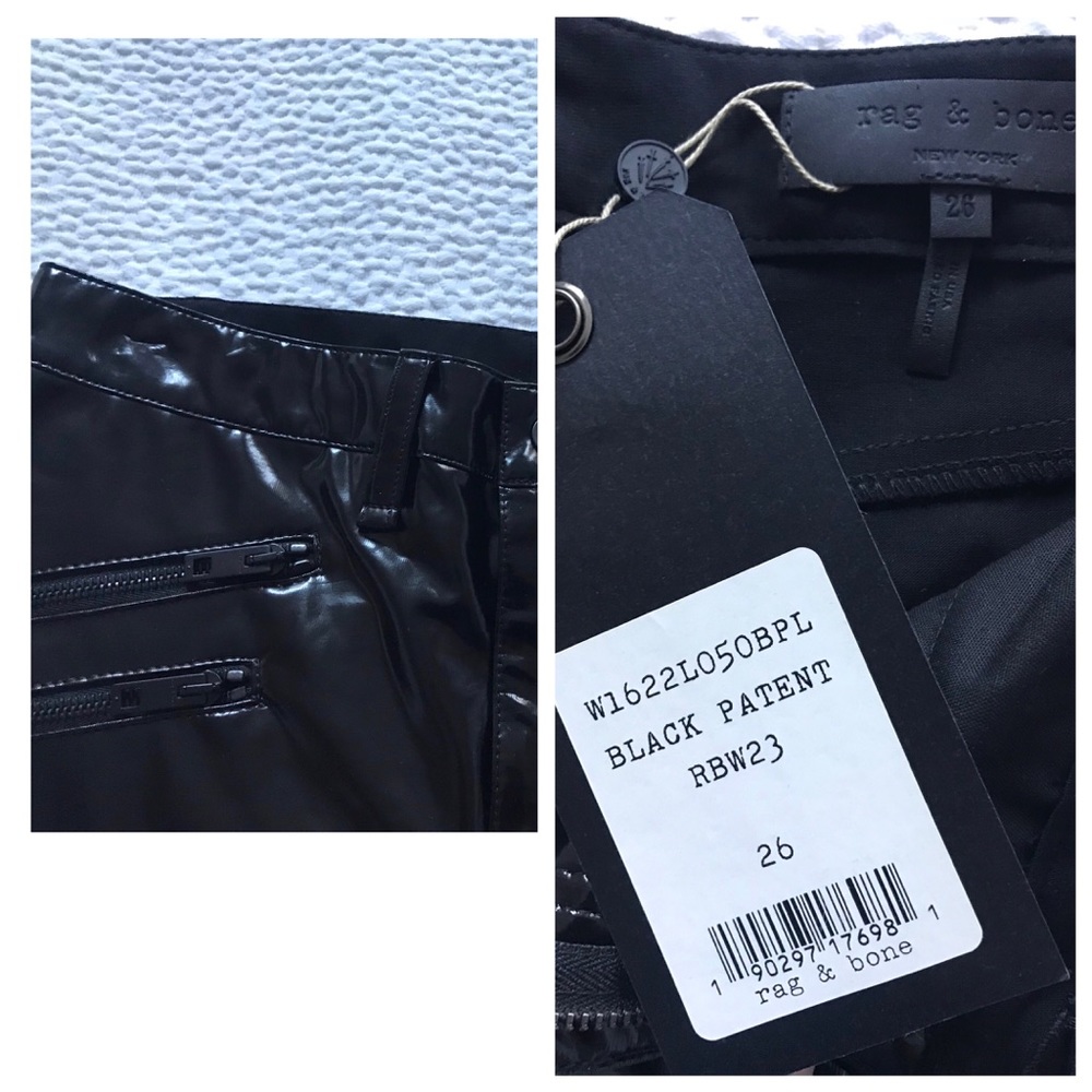 Rag & Bone Black Patent Skinny RBW23 Zipper Accent - Picture 8 of 8